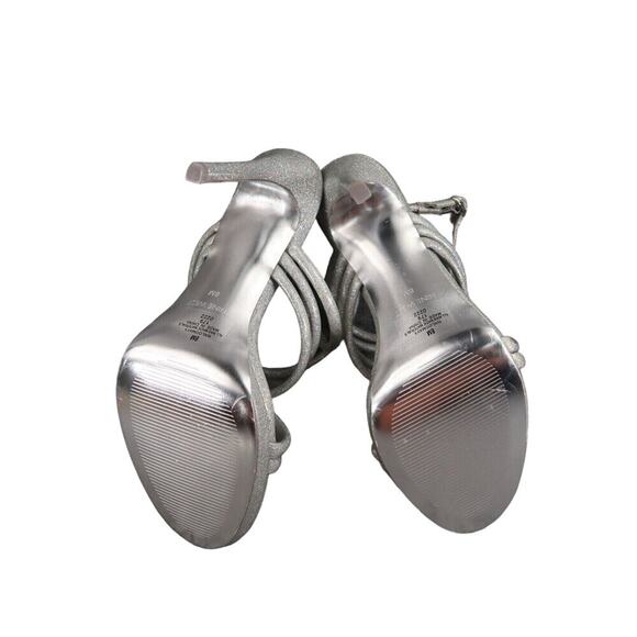 Nine West Shoes Womens 8 Heeled Sandal Ankle Strap Pumps Platform Silver Glitter - Picture 12 of 15